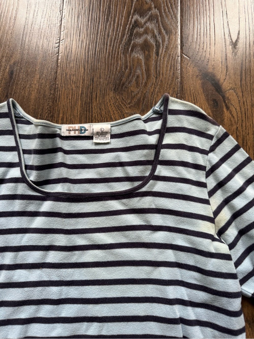 Striped Scoop Neck Women’s Top - Blue & Black - Picture 2 of 3
